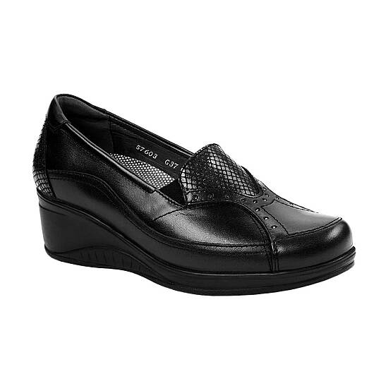Forelli 57603-G Rosa Siyah Kadın Comfort Deri Ayakkabı