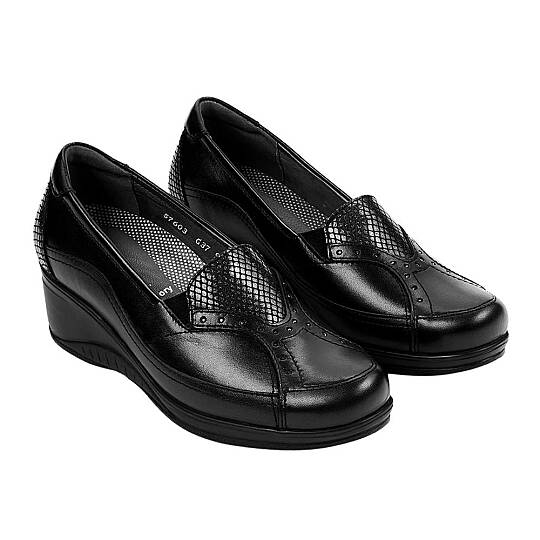 Forelli 57603-G Rosa Siyah Kadın Comfort Deri Ayakkabı - 2