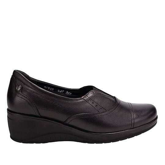 Forelli 57610-G Funda Siyah Kadın Comfort Deri Ayakkabı - 2