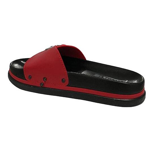 Kırmızı Kadın Günlük Tokalı Ayarlanabilir Comfort Terlik - 3
