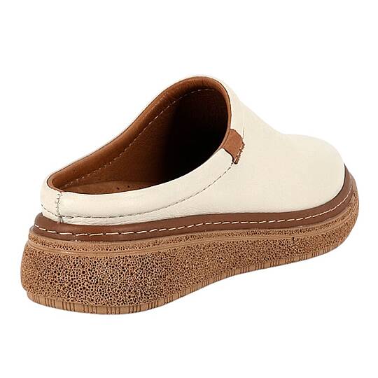 Mammamia D26YT-6140-B Krem Kadın Comfort Deri Terlik - 3