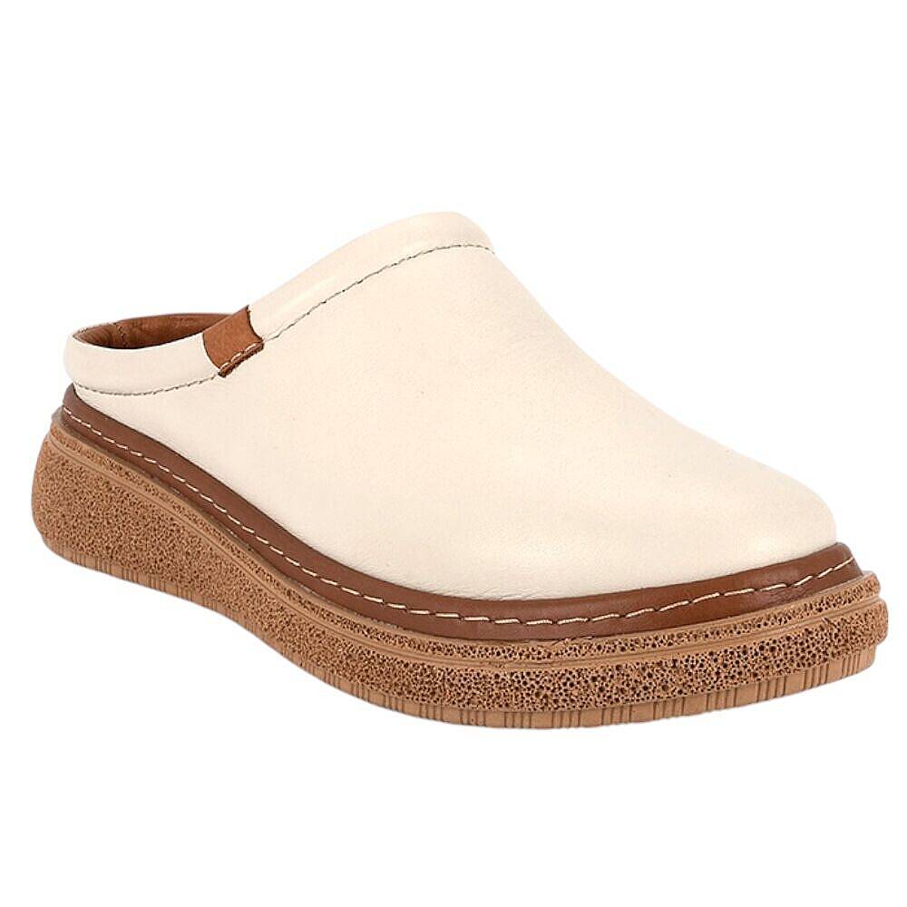 Mammamia D26YT-6140-B Krem Kadın Comfort Deri Terlik - 1