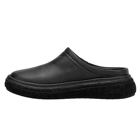 Mammamia D26YT-6140-B Siyah Kadın Comfort Deri Terlik - 3
