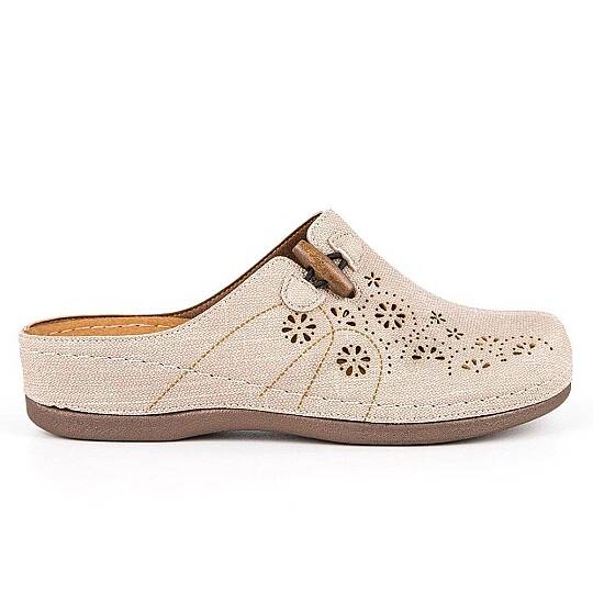 Muya 31106 Freya Krem Kadın Comfort Sabo Terlik - 2