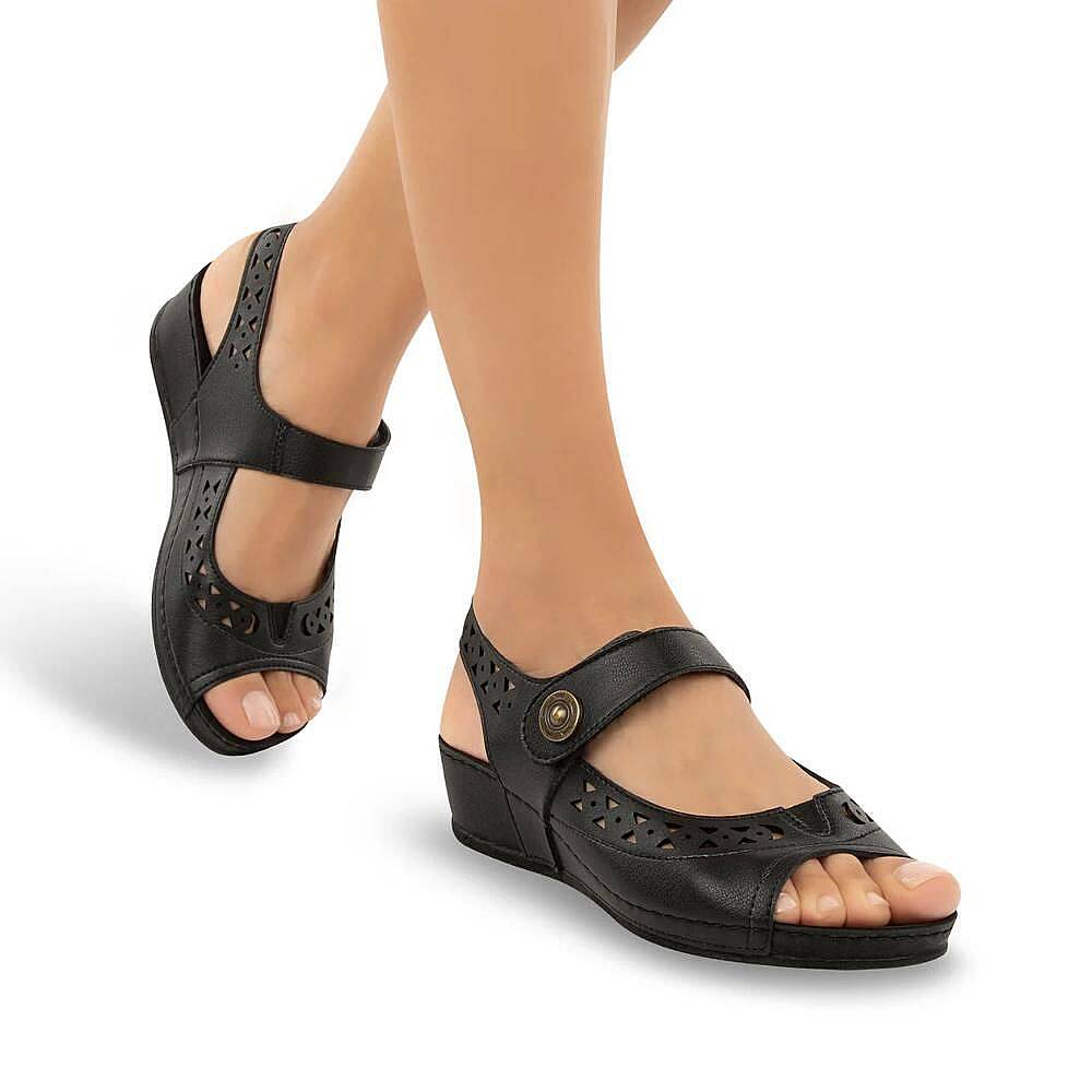Muya 31130 Terra Siyah Kadın Anatomik Sandalet - 3