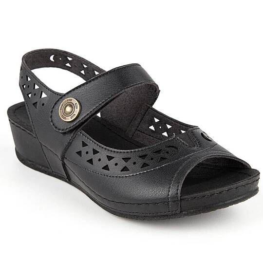 Muya 31130 Terra Siyah Kadın Anatomik Sandalet